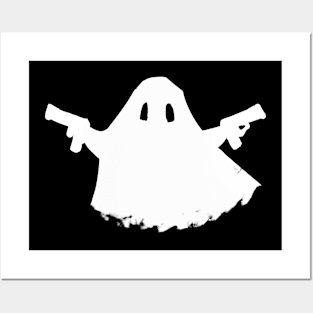 Ghost with a gun (white version) Posters and Art